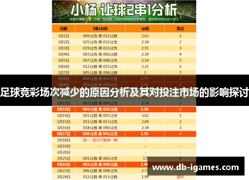 足球竞彩场次减少的原因分析及其对投注市场的影响探讨