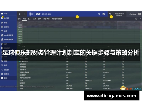 足球俱乐部财务管理计划制定的关键步骤与策略分析