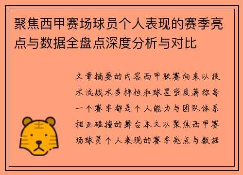 聚焦西甲赛场球员个人表现的赛季亮点与数据全盘点深度分析与对比 聚焦西甲赛场球员个人表现的赛季亮点与数据全盘点深度分析与对比